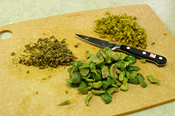 Chopping Olives, Capers, Cornichons
