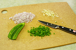 Chopping Jalapeños, Shallots, Garlic