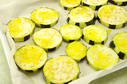 Eggplant Oiled, Ready to Grill