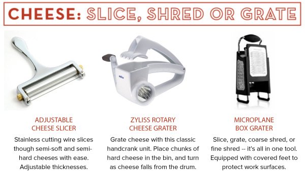 Cheese: Slice, Shred or Grate