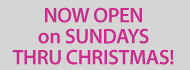 Now Open on Sundays thru Christmas