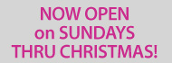 Now Open on Sundays thru Christmas