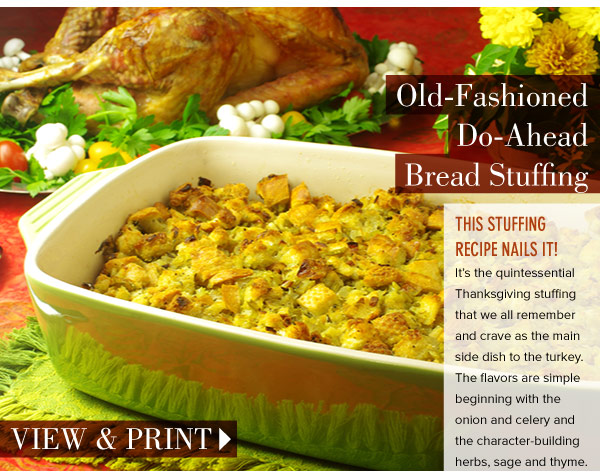 RECIPE: Old-Fashioned Do-Ahead Bread Stuffing