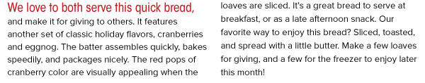 RECIPE: Cranberry Eggnog Tea Loaves