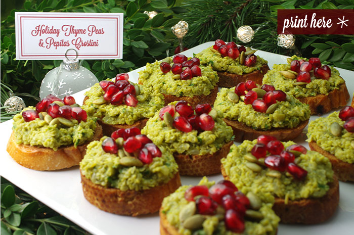 Holiday Thyme Peas & Pepitas Crostini