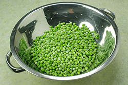 Peas in Colander