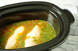 Soup in Cooker with Chicken
