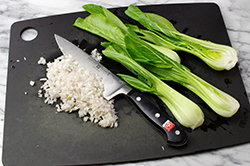 Prepping Shallots and Bok Choy
