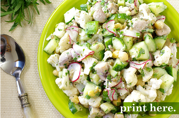 Cauliflower Salad with Yogurt & Chickpeas