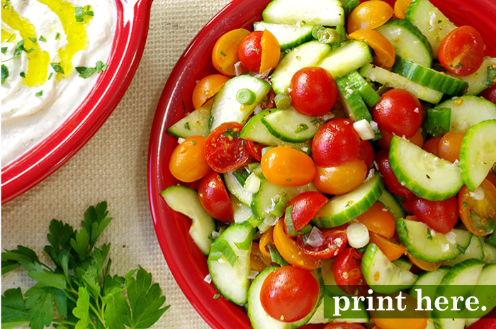 Tomato & Pickled Green Bean Salad with Whipped Feta