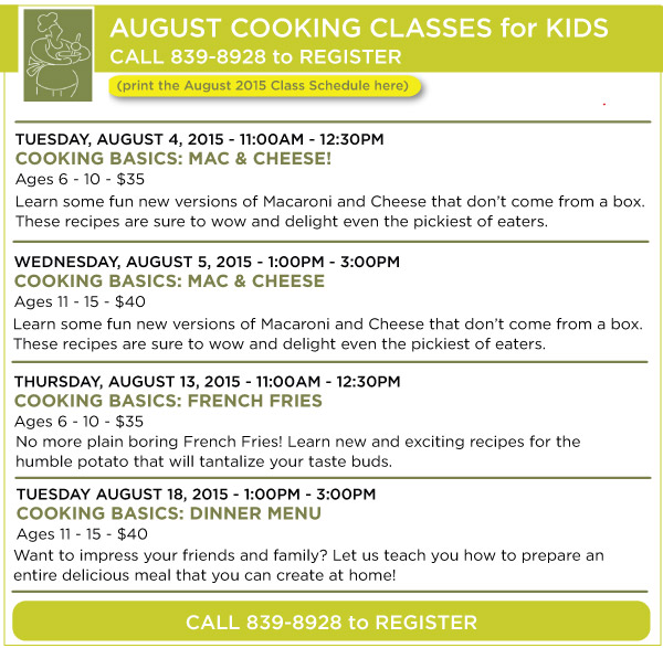 August Classes for Kids
