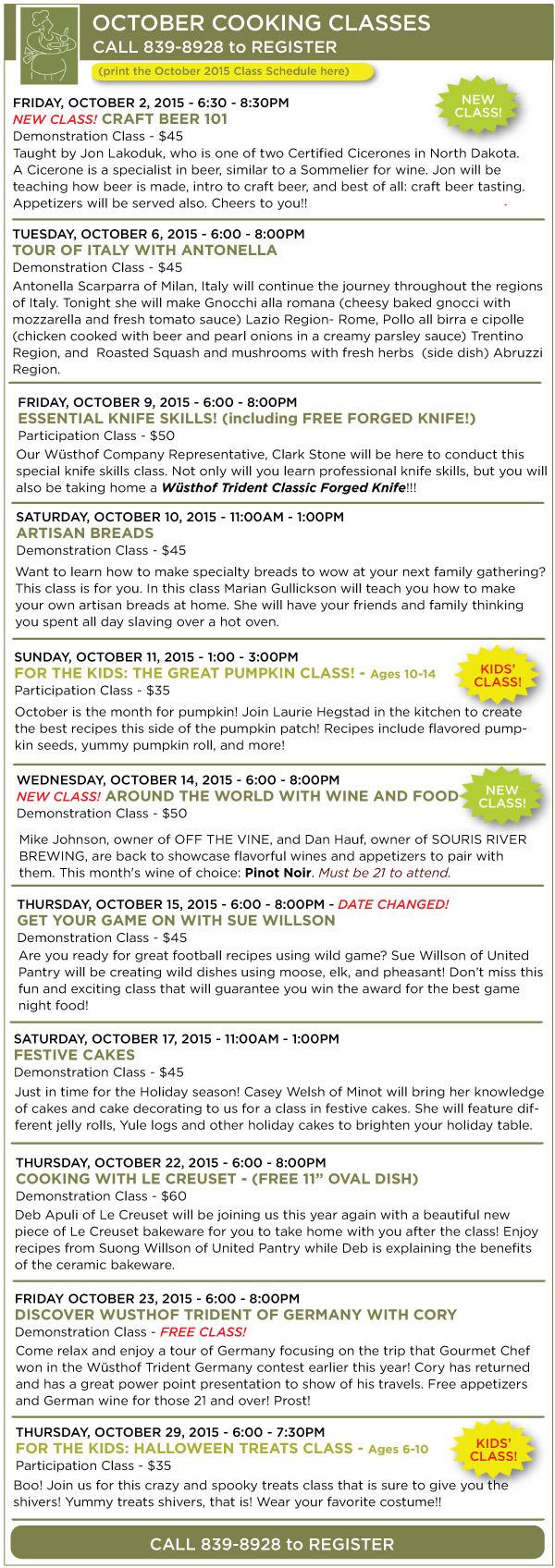October Classes