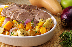 Pork Tenderloin with Squash, Apples & Onion