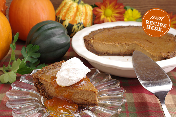 Pumpkin Pie with Gingersnap Crust and Apricot Glaze