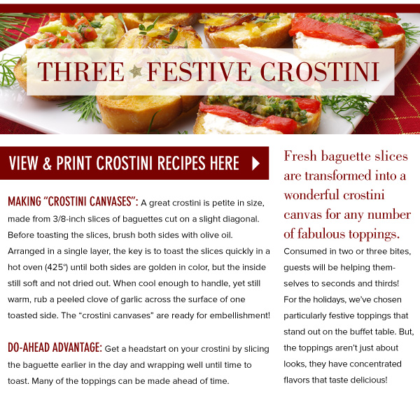 PRINT: Three Festive Crostini Recipes