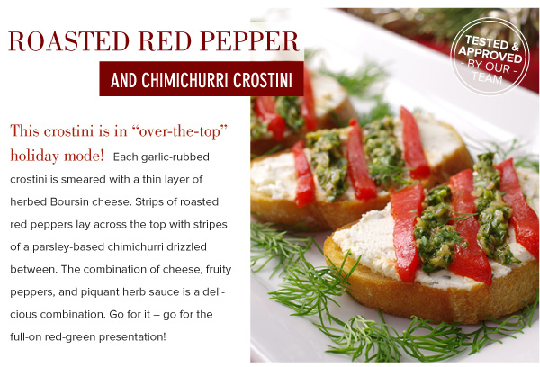 Roasted Red Pepper and Chimichurri Crostini