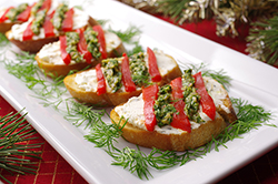 Roasted Red Pepper and Chimichurri Crostini