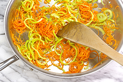 Sauteing Carrots and Broccoli Stalks