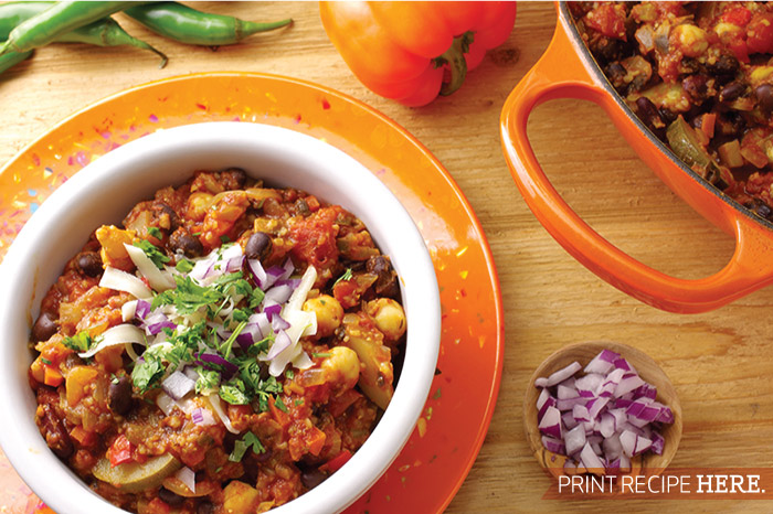 Spicy Three Bean Vegetarian Chili