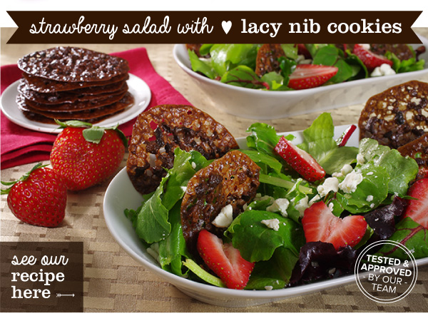 RECIPE: Strawberry Salad with Lacy Nib Cookies