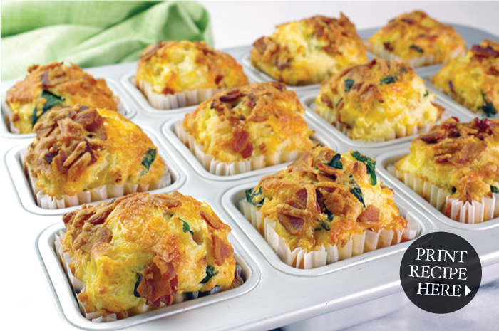 Savory Spinach, Bacon, and Cheese Muffins