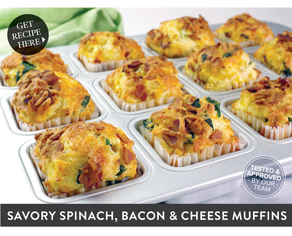 Recipe: Savory Spinach, Bacon and Cheese Muffins