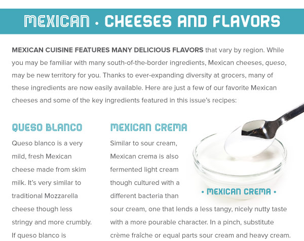 Mexican Cheeses and Other Flavors