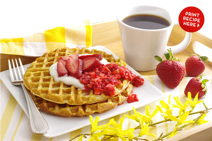 Buttermilk Waffles with Bedazzled Strawberries