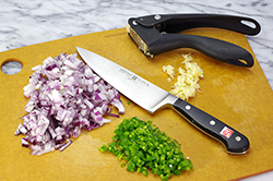 Chopping Onions, Jalapeño, Garlic