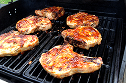 Chops on Grill with Sauce