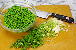 Prepping Peas and Scallions