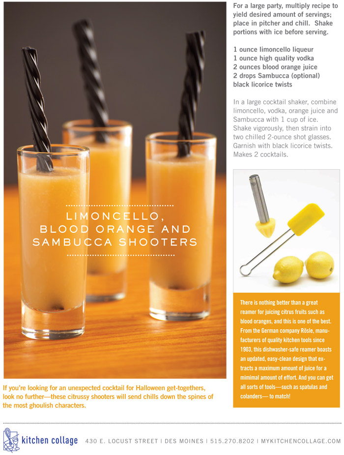 Limoncello, Blood Orange and Sambucca Shooters