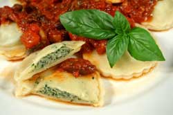 Basil Spring with Ravioli