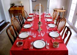 Red Table Set for Dinner