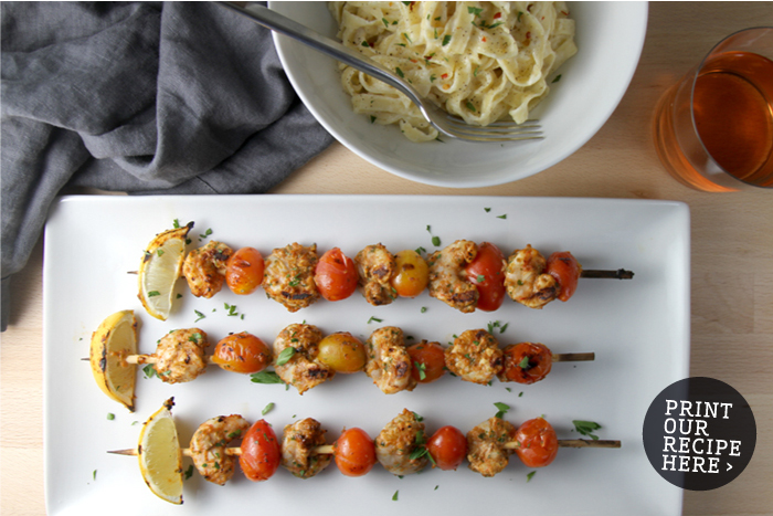 Spicy Shrimp Kabobs with Tomatoes & Herbs