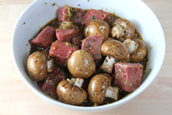 Marinating Steak and Mushrooms