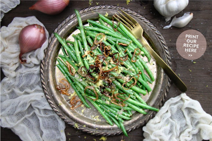 Lemon Haricots Verts with Crispy Shallots