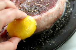 Rub lemon to avoid charring