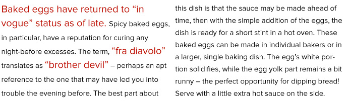 RECIPE: Baked Eggs Fra Diavolo