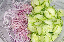 Sliced Onions and Cucumbers