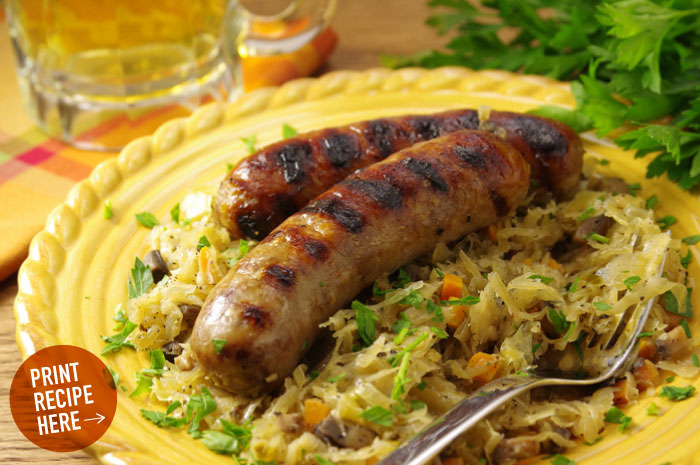 Bratwurst with Braised Sauerkraut