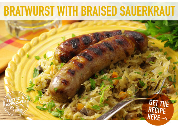 RECIPE: Bratwurst with Braised Sauerkraut