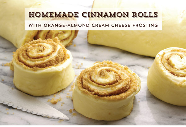 Homemade Cinnamon Rolls with Orange-Almond Cream Cheese Frosting