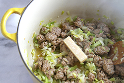 Sauteing Leeks and Sausage