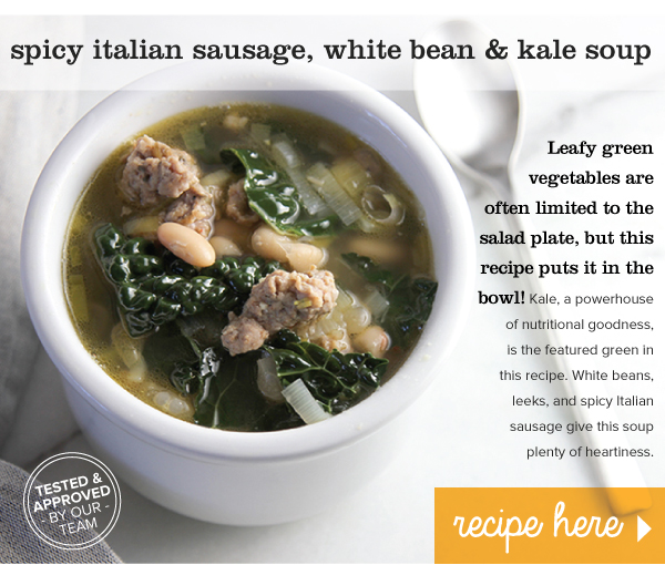 RECIPE: Spicy Italian Sausage, White Bean & Kale Soup