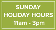 Sunday Holiday Hours