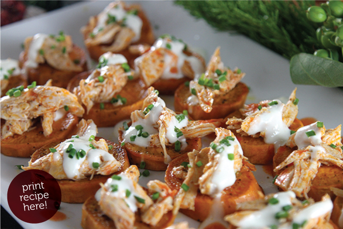 Buffalo Chicken Sweet Potato Bites