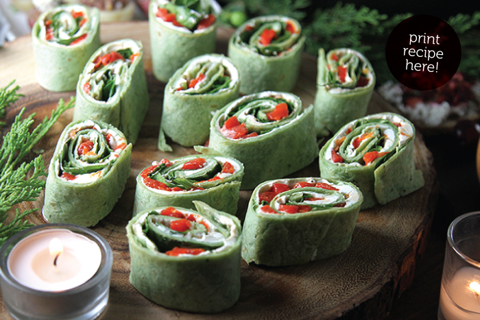 Spinach and Roasted Red Pepper Pinwheels