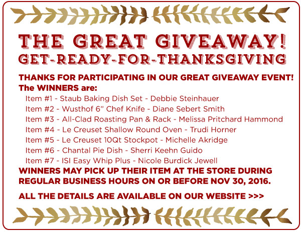 Great Giveaway Results