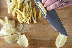 Slicing Preserved Lemon Rinds